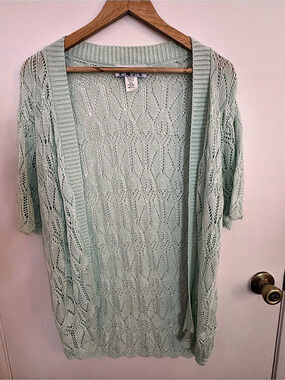 BFA Classics Open Front Knit Cardigan in Green Size Medium